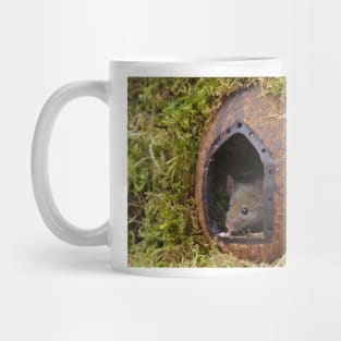 George the mouse in a log pile house - at the door Mug